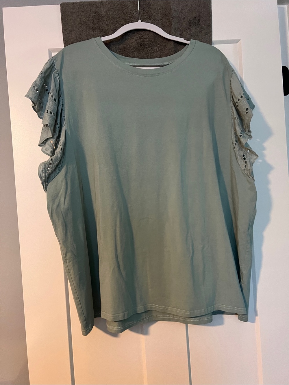 Women's Ruffle Sleeve Tee - Sage Green